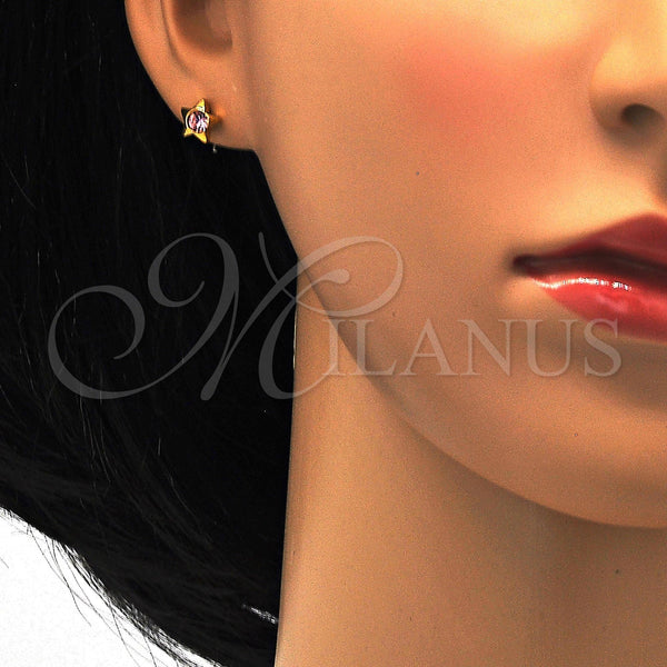 Stainless Steel Ring — Stud Earring Star Design with Rose Crystal Polished — alternate product view — SKU 114110 | Acero Inoxidable anillo — Stud Earring estrella diseño with Rose cristal pulido — SKU 114110