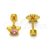 Stainless Steel Stud Earring, Star Design, with Rose Crystal, Polished, Golden Finish, 02.271.0016.5