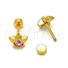 Stainless Steel Stud Earring, Star Design, with Rose Crystal, Polished, Golden Finish, 02.271.0016.5