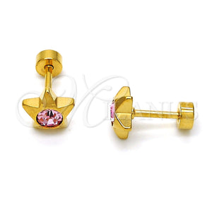 Stainless Steel Ring — Stud Earring Star Design with Rose Crystal Polished — main product view — SKU 114110 | Acero Inoxidable anillo — Stud Earring estrella diseño with Rose cristal pulido — SKU 114110