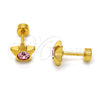 Stainless Steel Stud Earring, Star Design, with Rose Crystal, Polished, Golden Finish, 02.271.0016.5
