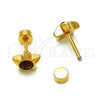 Stainless Steel Stud Earring, Star Design, with Brown Crystal, Polished, Golden Finish, 02.271.0016.6