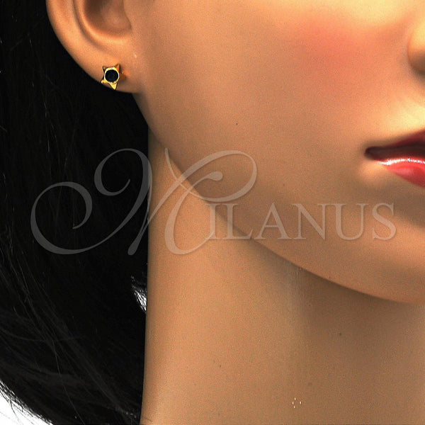 Stainless Steel Ring — Stud Earring Star Design with Black Crystal Polished — alternate product view — SKU 114112 | Acero Inoxidable anillo — Stud Earring estrella diseño with negro cristal pulido — SKU 114112