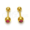 Stainless Steel Stud Earring, with Pink Crystal, Polished, Golden Finish, 02.271.0017.1