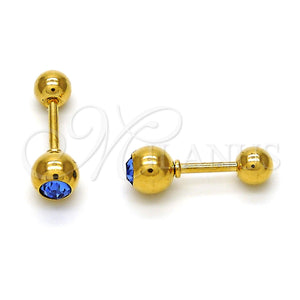 Stainless Steel Ring — Stud Earring with Blue Topaz Crystal Polished 02. — main product view — SKU 114123 | Acero Inoxidable anillo — Stud Earring with Blue Topaz cristal pulido 02. — SKU 114123