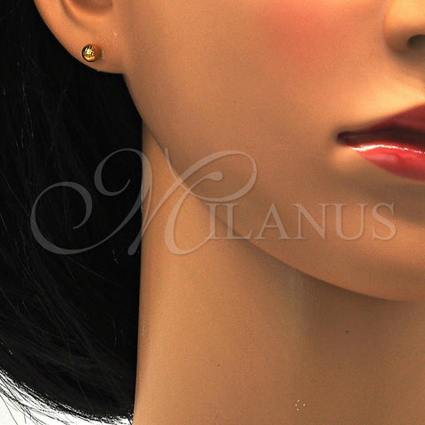 Stainless Steel Stud Earring, with Light Brown Crystal, Polished, Golden Finish, 02.271.0017.4