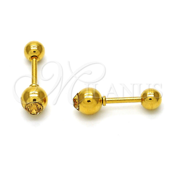 Stainless Steel Ring — Stud Earring with Light Brown Crystal Polished 02. — main product view — SKU 114124 | Acero Inoxidable anillo — Stud Earring with Light Brown cristal pulido 02. — SKU 114124