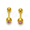 Stainless Steel Stud Earring, with Rose Crystal, Polished, Golden Finish, 02.271.0017.11