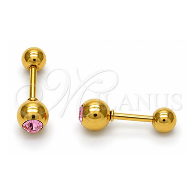 Stainless Steel Stud Earring, with Rose Crystal, Polished, Golden Finish, 02.271.0017.11