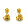 Stainless Steel Stud Earring, Heart Design, with Light Brown Crystal, Polished, Golden Finish, 02.271.0004.1