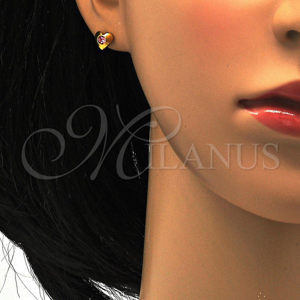 Stainless Steel Ring — Stud Earring Heart Design with Rose Crystal Polished — alternate product view — SKU 114133 | Acero Inoxidable anillo — Stud Earring corazón diseño with Rose cristal pulido — SKU 114133