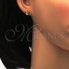 Stainless Steel Stud Earring, Heart Design, with Aqua Blue Crystal, Polished, Golden Finish, 02.271.0004.3