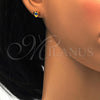 Stainless Steel Stud Earring, Heart Design, with Blue Topaz Crystal, Polished, Golden Finish, 02.271.0004.4