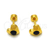 Stainless Steel Stud Earring, Heart Design, with Black Crystal, Polished, Golden Finish, 02.271.0004.5