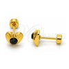 Stainless Steel Stud Earring, Heart Design, with Black Crystal, Polished, Golden Finish, 02.271.0004.5