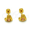 Stainless Steel Stud Earring, Heart Design, with Dark Champagne Crystal, Polished, Golden Finish, 02.271.0004.6