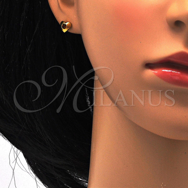 Stainless Steel Ring — Stud Earring Heart Design with Brown Crystal Polished — alternate product view — SKU 114138 | Acero Inoxidable anillo — Stud Earring corazón diseño with Brown cristal pulido — SKU 114138
