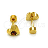 Stainless Steel Stud Earring, Heart Design, with Brown Crystal, Polished, Golden Finish, 02.271.0004.7