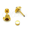 Stainless Steel Stud Earring, Heart Design, with Brown Crystal, Polished, Golden Finish, 02.271.0004.7