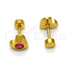 Stainless Steel Stud Earring, Heart Design, with Pink Crystal, Polished, Golden Finish, 02.271.0004.8