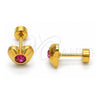 Stainless Steel Stud Earring, Heart Design, with Pink Crystal, Polished, Golden Finish, 02.271.0004.8