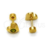 Stainless Steel Stud Earring, Heart Design, with Dark Peridot Crystal, Polished, Golden Finish, 02.271.0004.9