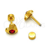 Stainless Steel Stud Earring, Heart Design, with Garnet Crystal, Polished, Golden Finish, 02.271.0004.11