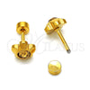 Stainless Steel Stud Earring, Flower Design, with Light Brown Crystal, Polished, Golden Finish, 02.271.0019