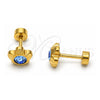 Stainless Steel Stud Earring, Flower Design, with Blue Topaz Crystal, Polished, Golden Finish, 02.271.0019.1