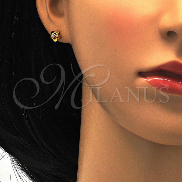 Stainless Steel Ring — Stud Earring Flower Design with Dark Champagne Crystal — alternate product view — SKU 114145 | Acero Inoxidable anillo — Stud Earring flor diseño with Dark Champagne cristal — SKU 114145