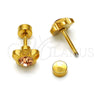 Stainless Steel Stud Earring, Flower Design, with Dark Champagne Crystal, Polished, Golden Finish, 02.271.0019.2