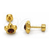Stainless Steel Stud Earring, Flower Design, with Brown Crystal, Polished, Golden Finish, 02.271.0019.5