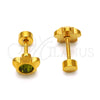 Stainless Steel Stud Earring, Flower Design, with Dark Peridot Crystal, Polished, Golden Finish, 02.271.0019.6