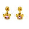 Stainless Steel Stud Earring, Flower Design, with Rose Crystal, Polished, Golden Finish, 02.271.0019.8