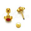 Stainless Steel Stud Earring, Flower Design, with Garnet Crystal, Polished, Golden Finish, 02.271.0019.10