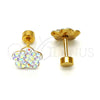 Stainless Steel Stud Earring, Flower Design, with Aurore Boreale Crystal, Polished, Golden Finish, 02.271.0020.1