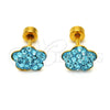 Stainless Steel Stud Earring, Flower Design, with Aqua Blue Crystal, Polished, Golden Finish, 02.271.0020.2