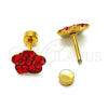 Stainless Steel Stud Earring, Flower Design, with Garnet Crystal, Polished, Golden Finish, 02.271.0020.3