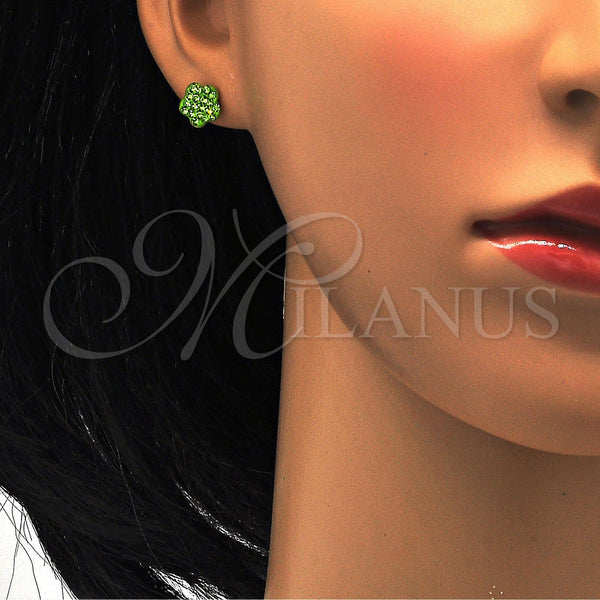 Stainless Steel Ring — Stud Earring Flower Design with Light Green Crystal — alternate product view — SKU 114159 | Acero Inoxidable anillo — Stud Earring flor diseño with Light Green cristal — SKU 114159