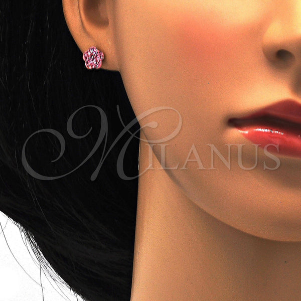 Stainless Steel Ring — Stud Earring Flower Design with Rose Crystal Polished — alternate product view — SKU 114160 | Acero Inoxidable anillo — Stud Earring flor diseño with Rose cristal pulido — SKU 114160
