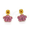 Stainless Steel Stud Earring, Flower Design, with Rose Crystal, Polished, Golden Finish, 02.271.0020.5