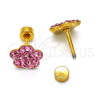 Stainless Steel Stud Earring, Flower Design, with Rose Crystal, Polished, Golden Finish, 02.271.0020.5