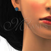 Stainless Steel Stud Earring, Flower Design, with Blue Topaz Crystal, Polished, Golden Finish, 02.271.0020.7