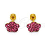 Stainless Steel Stud Earring, Flower Design, with Pink Crystal, Polished, Golden Finish, 02.271.0020.8