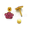Stainless Steel Stud Earring, Flower Design, with Pink Crystal, Polished, Golden Finish, 02.271.0020.8