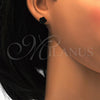 Stainless Steel Stud Earring, Flower Design, with Black Crystal, Polished, Golden Finish, 02.271.0020.9
