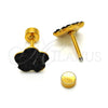 Stainless Steel Stud Earring, Flower Design, with Black Crystal, Polished, Golden Finish, 02.271.0020.9