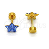 Stainless Steel Stud Earring, Star Design, with Tanzanite Crystal, Polished, Golden Finish, 02.271.0021.5