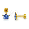 Stainless Steel Stud Earring, Star Design, with Tanzanite Crystal, Polished, Golden Finish, 02.271.0021.5