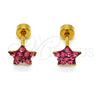 Stainless Steel Stud Earring, Star Design, with Pink Crystal, Polished, Golden Finish, 02.271.0021.9